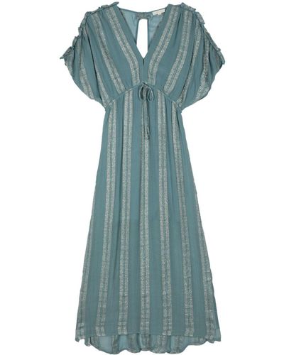 Louise Misha Metallic-Threading Striped Dress - Blue