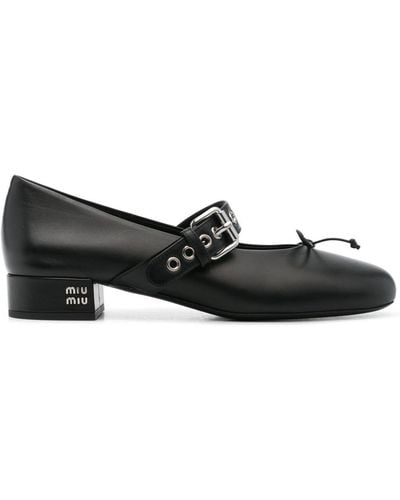 Miu Miu 30Mm Buckle-Strap Court Shoes - Black