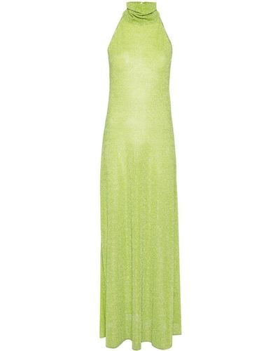 Oséree Metallic Halterneck Maxi Dress - Green
