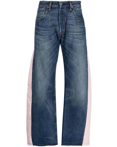 OMBRA MILANO Contrasting Side-Panel Jeans - Blue