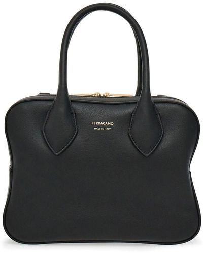 Ferragamo Medium Leather Tote Bag - Black