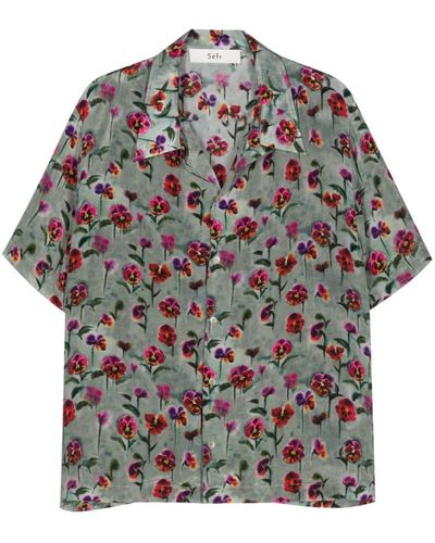 Séfr Noam Floral-Print Shirt - Grey