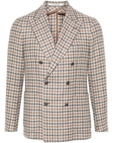 Tagliatore Houndstooth Double-Breasted Blazer - Natural