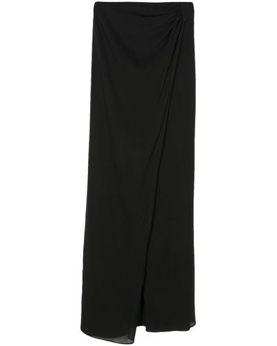 ANDAMANE Draped-Detail High-Waisted Skirt - Black