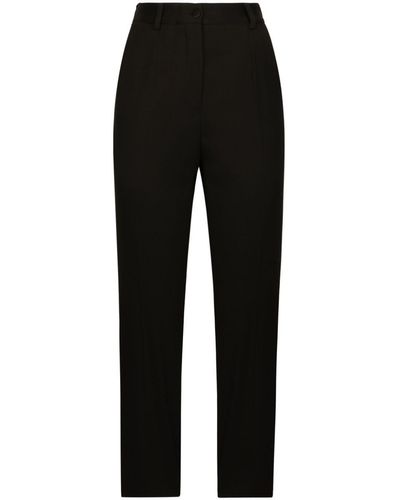 Dolce & Gabbana Virgin Wool-Blend Trousers - Black