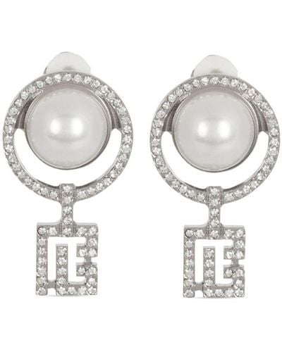 Balmain Art Deco Clip-On Earrings - White