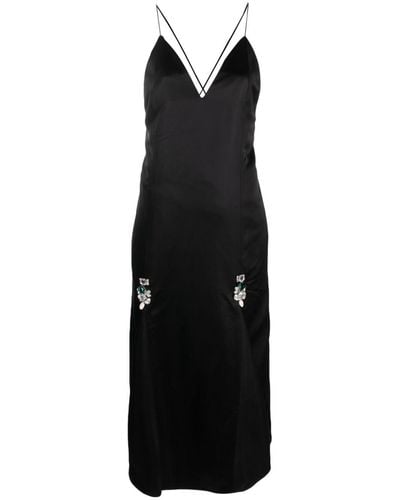 Wales Bonner Crystal-Embellished Satin Dress - Black