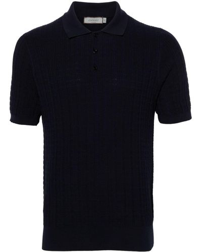 Canali Patterned-Jacquard Cotton Polo Shirt - Black