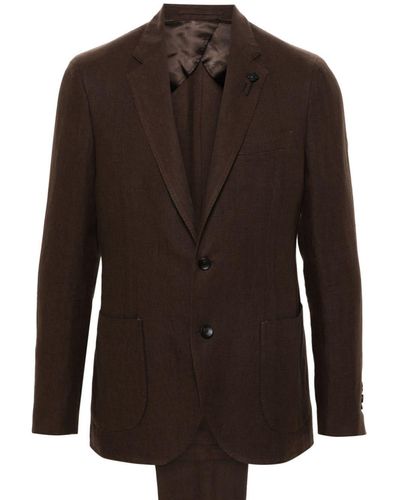 Lardini Linen Single-Breasted Suit - Brown