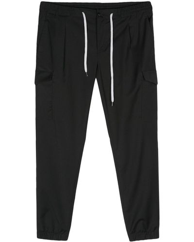 PT Torino Multiple-Pockets Tapered Trousers - Black