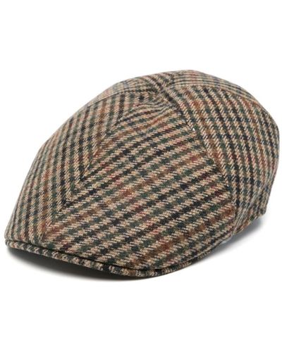 Tagliatore Houndstooth Flat Cap - Grey