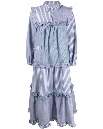 Stella Nova Striped Midi Shirt Dress - Blue