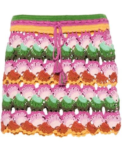 FARM Rio Crochet-Knit Mini Skirt - Pink