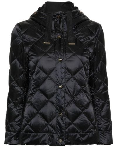 Max Mara The Cube Diamond-Quilted Hooded Jacket - Black
