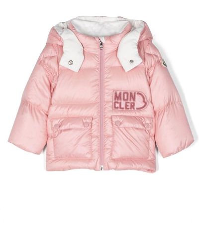Moncler Abbaye Logo-Embroidered Down Jacket - Pink