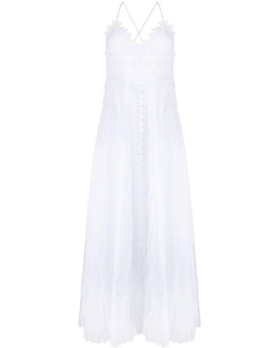 Charo Ruiz Embroidered V-neck Maxi Dress - White