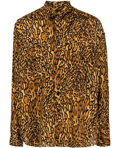 Moschino Leopard-Print Long-Sleeve Shirt - Brown