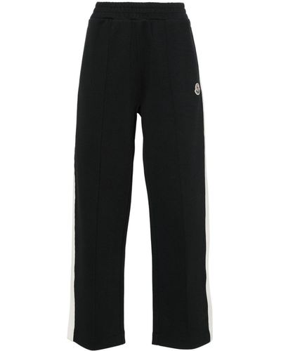 Moncler Mid-Rise Striped Wide-Leg Track Trousers - Black