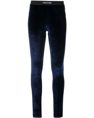 Tom Ford Logo-waistband leggings - Blue