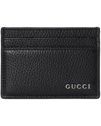 Gucci Logo-Lettering Leather Card Holder - Black