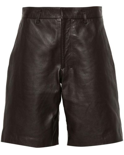 Lemaire Leather Knee Shorts - Grey