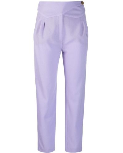 Blazé Milano Cropped Straight-leg Wool Pants - Purple