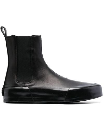 Jil Sander Panelled Leather Ankle Boots - Black