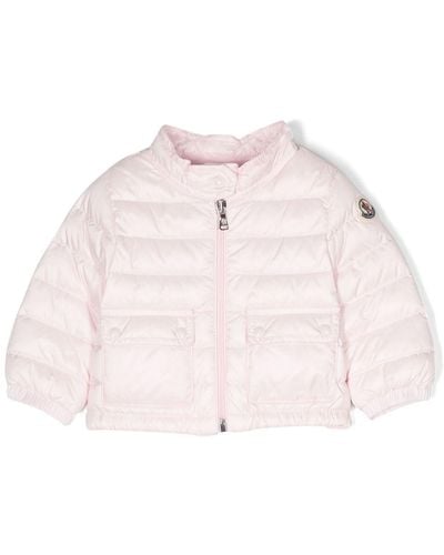 Moncler Lans Logo-Patch Quilted Jacket - Pink