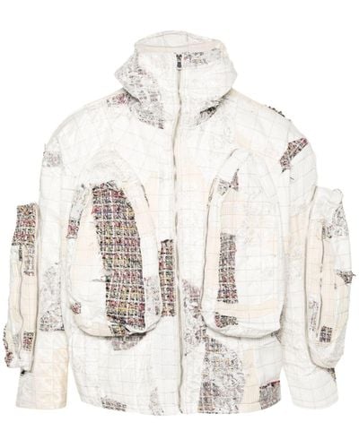 Who Decides War Patchwork-Design Tweed Jacket - Natural