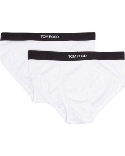 Tom Ford Logo-waistband Briefs (set Of Two) - White