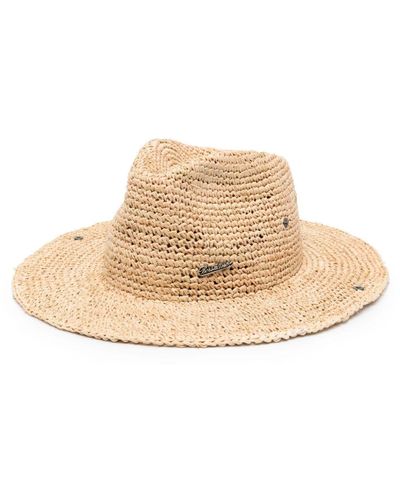 Borsalino Logo-Plaque Straw Hat - Natural