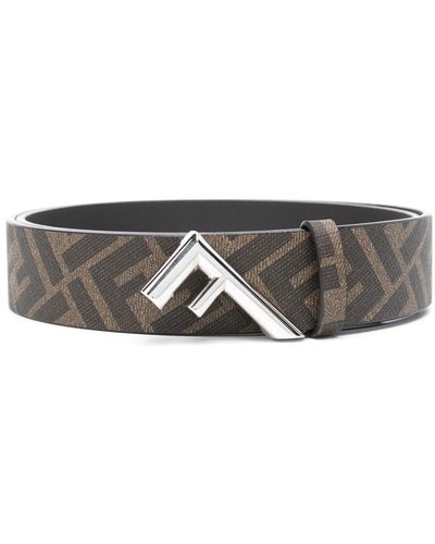 Fendi Five Canvas Belt - Gray