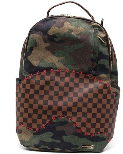 Sprayground Camouflage Check Print Backpack - Brown