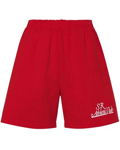 Sporty & Rich Logo-Printed Jersey Shorts - Red