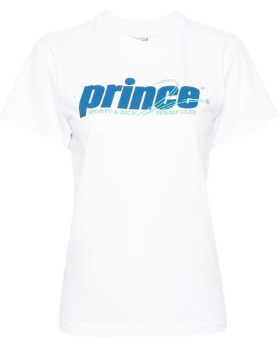 Sporty & Rich Logo-Print Cotton T-Shirt - Blue