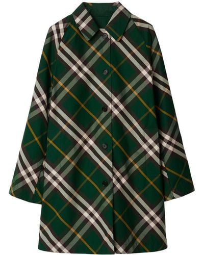 Burberry Reversible Check Car Coat - Green