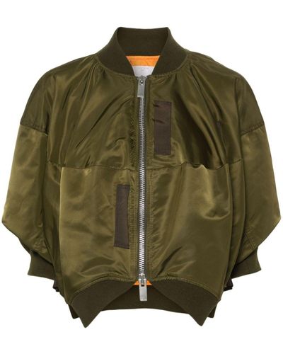 Sacai Short-Sleeve Cropped Jacket - Green