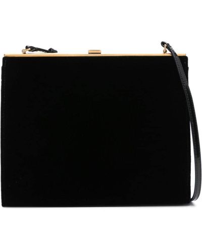 Saint Laurent Velvet Shoulder Bag - Black