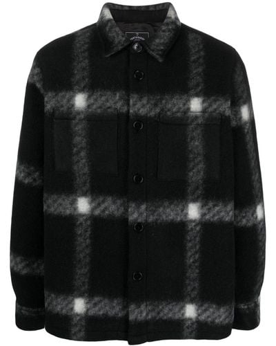Portuguese Flannel Check-Pattern Classic-Collar Shirt - Black