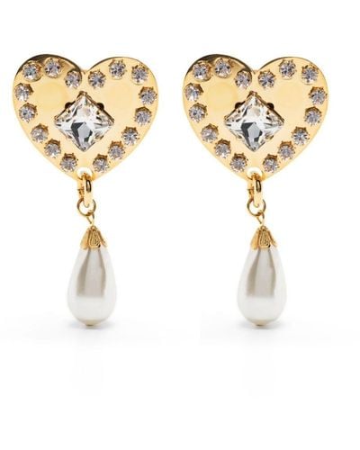 Alessandra Rich Heart-motif Clip-on Earrings - Metallic