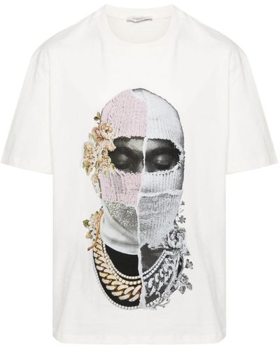 ih nom uh nit Floral Face-Print Cotton T-Shirt - White
