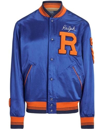 Polo Ralph Lauren Satin Baseball Bomber Jacket - Blue