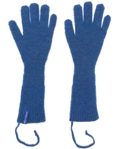 Paloma Wool Brushed-Effect Ribbed-Knit Gloves - Blue