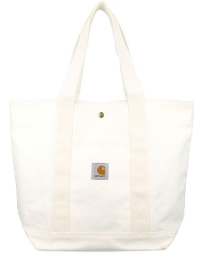 Carhartt Logo-Patch Canvas Tote Bag - White