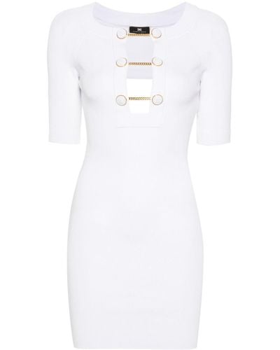 Elisabetta Franchi Knitted Mini Dress - White