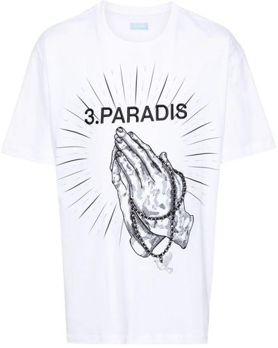 3.PARADIS Praying Hands Cotton T-Shirt - White
