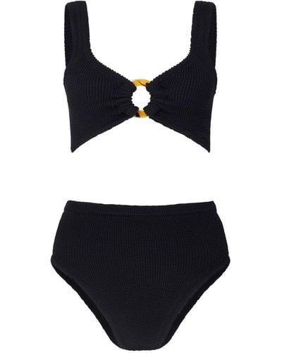 Hunza G Nadine Seersucker Bikini Set - Black