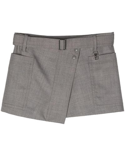 Low Classic Asymmetric Belted Shorts - Gray