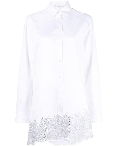 JW Anderson Crystal-Embellished Cotton Shirtdress - White