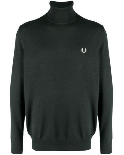 Fred Perry Logo-embroidered Roll-neck Sweater - Green